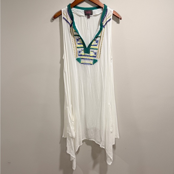 Forcynthia Beachwear Dresses & Skirts - ForCynthia Beachwear High Low Beach Coverup Dress with Green Blue Details Size S
